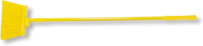 SPARTA 41083EC04 Plastic Color Coded Broom, Unflagged Bristles, Long Broom With Angled Head For Small Debris Cleaning, 56 Inches, Yellow