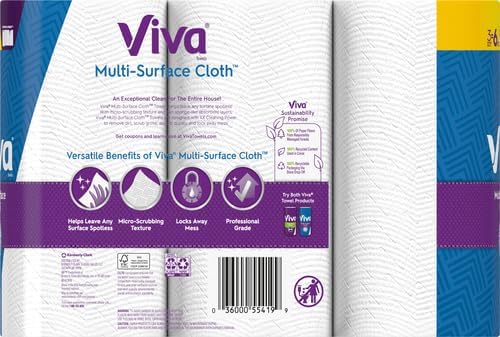 Viva Multi-Surface Cloth Paper Towels, 3 Double Rolls, 110 Sheets Per Roll (Pack of 8)