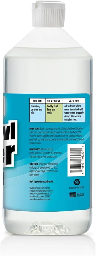 Restore Naturals Toilet Bowl Cleaner Multi Surface Powerful Stain Remover for Bathroom - 32 Fl. Oz.