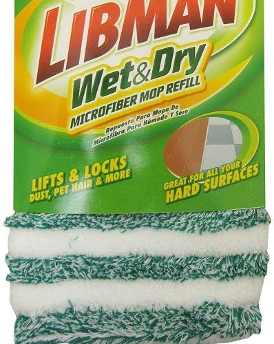Libman Commercial 119 Microfiber Wet/Dry Floor Mop Refill Pad, Microfiber, 18" Wide, Green and White (Pack of 2)