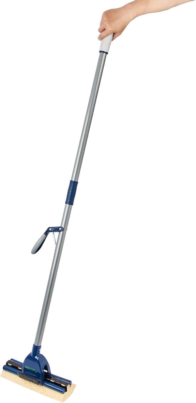 Restaurantware-Clean Tek Professional Self Wringing Mop, 1 Absorbent Sponge Mop - 48 Inch Handle, Secure Attachment, Blue Cellulose Sponge, For Floor Cleaning Bathrooms, Kitchens, And More