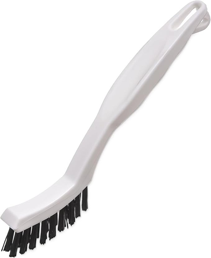 SPARTA Flo-Pac Grout Brush Detail Crevice Brush, Firm Chemical-Resistant Nylon Bristles with Angled Ergonomic Handle, Hanging Holes for Tile, Grout, Corners, Boxes, 8 Inches, White (Pack of 24)