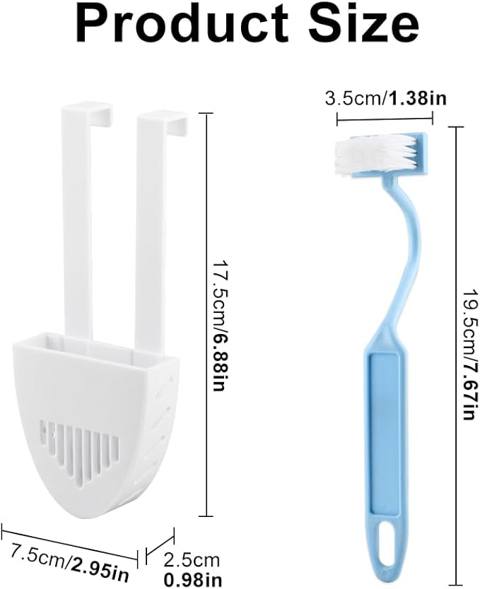 2Pcs Toilet Tank Cleaning Tablet Holder, Hanging Toilet Cleaner Box Tablet Bracket Preventing Dissolved from Polluting Water Tank Fits Most Standard Toilets Tanks, w/Brush