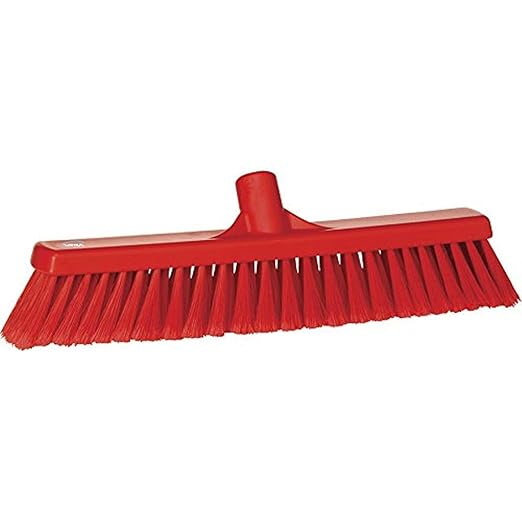 Vikan 31784 Broom,Push,Soft-Split,16.5",PP/SS,Red