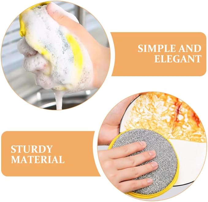 10Pcs Double Sided Round Dish Sponge Metallic Kitchen Scrubber for Efficient Cleaning Multi Purpose Dish Pad and Reusable Kitchen Sponges and Household