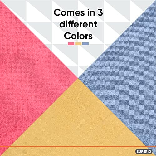 Superio Microfiber Cleaning Cloth for Cars, Kitchen Cleaning Rags for Housekeeping, 16" Micro Fiber Towels for House, Bathroom Color Coded All-Purpose Streak-Free lint-Free Wash Cloths (3 Multi)