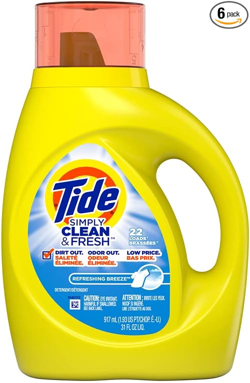 Tide 1006773 31 oz Simply Clean & Fresh Refreshing Breeze Scent Laundry Detergent Liquid - Pack of 6