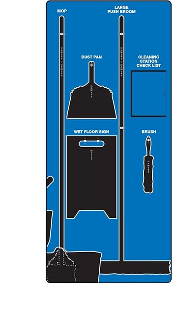 Accuform Clean & Mop Store-Board, Blue/Black Shadow Board, 68"H x 30"W, Ultra Aluma-Lite, PSB709BUBK
