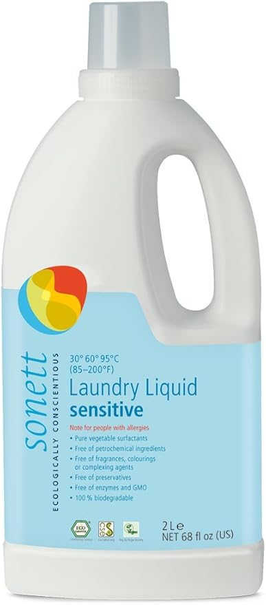Sonett Organic Laundry Liquid Detergents, Sensitive (6 Count) for people with allergies GMO free Certified Organically Grown