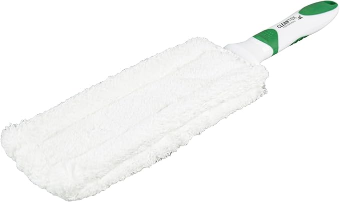 Restaurantware Duster 50 Pack of 14.7 x 3.4 x 1.1 Inch Cotton Duster Washable Multipurpose Cleaning Tool Non-Slip Handle Green and White Dust Remover Tool