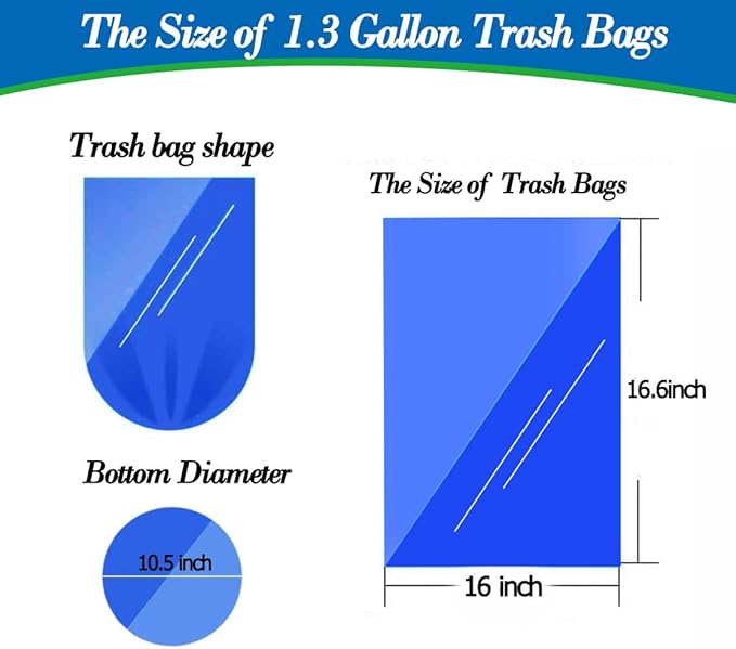 1.3 Gallon 120 pcs (1.2-1.3 Gal) Small Black Trash Bags, Strong 1.2 Gallon 1.3 Gallon Garbage Bags, Bathroom Trash Can Bin Liners,Mini Bags Waste Basket Liner,Fit 5-6 Liter, 1-1.3 Gal-Black-120