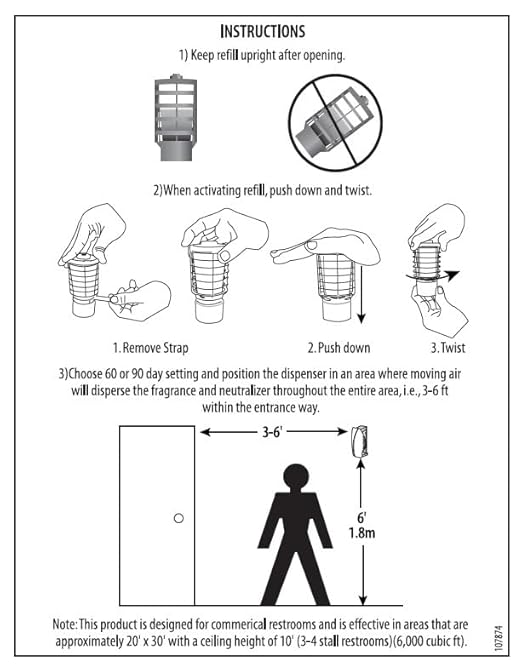 Rubbermaid Commercial Products TCell Air Freshener Refill Blue Splash Odor Neutralizing Long Lasting Battery Free Consistent for Restrooms in Restaurants/Schools/Airports/Offices