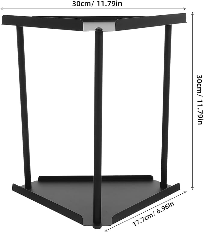 Happyyami Bathroom Counter Shelf and Sink Organizer 2-Tier Black Metal Corner Vanity Rack for Makeup and Skincare Storage Bathroom Countertop Organizer for Home Use