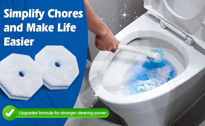 30 Ct Disposable Toilet Wand Refills, Toilet Bowl Cleaner Scrubbing Pads, Unscented Preloaded Refills, Compatible with Most Wand Handles