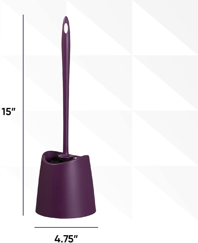 Toilet Brush Cleaner and Holder Purple Toilet Bowl Cleaner Brush with Scrubbing Wand, Brush and Storage Caddy for Easy Bathroom Cleaning