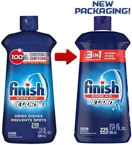 Finish Jet-Dry Dishwasher Rinse Aid, Compatible with Dishwasher Detergent, Prevents Spots & Residues, Dries, Shine & Protects, 23 oz, 225 Washes. (Pack of 3)