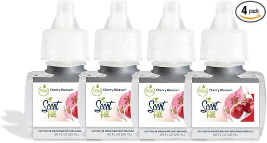 Scent Fill Cherry Blossom Plug in Air Freshener, 4 Scented Oil Refills