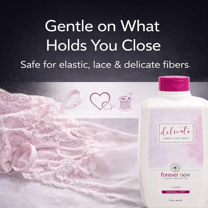 FOREVER NEW Delicate Hypoallergenic Laundry Detergent Liquid - 50 to 64 Large Loads - Gentle washing detergent for Silk, Cashmere, Bra, Undergarments, Cotton, Wool etc. - Original Scented - 32oz