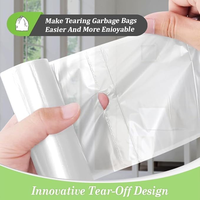 1.2 Gallon 80 Counts Strong Trash Bags Garbage Bags, Bathroom Trash Can Bin Liners, Small Plastic Bags for home office kitchen, fit 5-6 Liter, 0.8-1.6 and 1-1.5 Gal, Clear