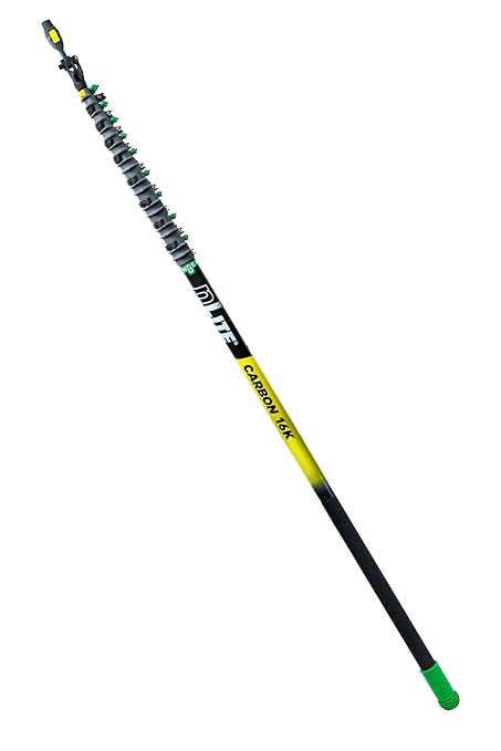 Unger Commercial Window Cleaner Waterfed Pole Kit - nLITE Carbon 16K 40' Waterfed Pole Starter Set with Brush & Hose - C12BH