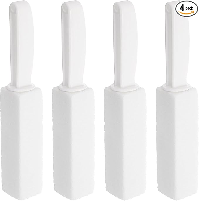 HARFINGTON 4pcs Pumice Stone Toilet Bowl Cleaner with Handle for Hard Water Marks Cleaning on Toilets, Grills, Tiles, Grout, Sinks, Bathtubs, Pools, White,Dark Gray