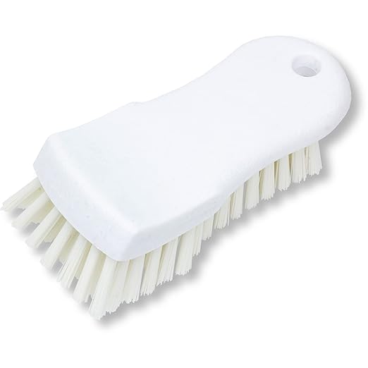 SPARTA Plastic Cutting Board Scrub Brush with Hanging Hole for Washing Cutting Boards, 6 Inches, White