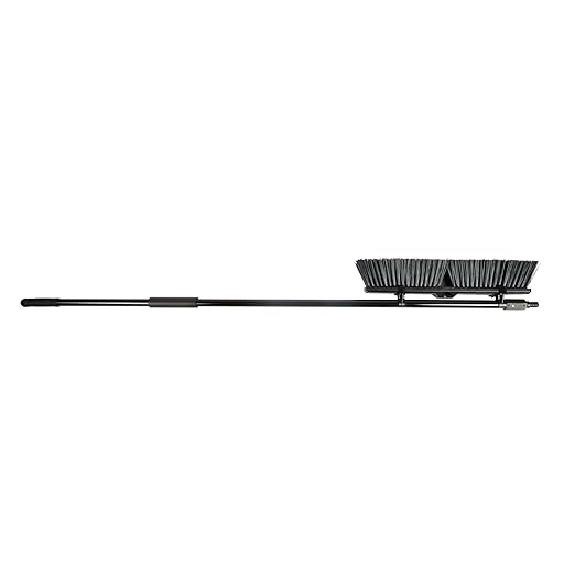 Restaurantware-Clean Tek Professional 17.13 Inch Push Broom, 1 Heavy-Duty Broom with 59â€ Handle - Heavy Bristles, 2 Handle Attachment, Wooden, Commercial Use, for Deck, Garage, Yard, Patio