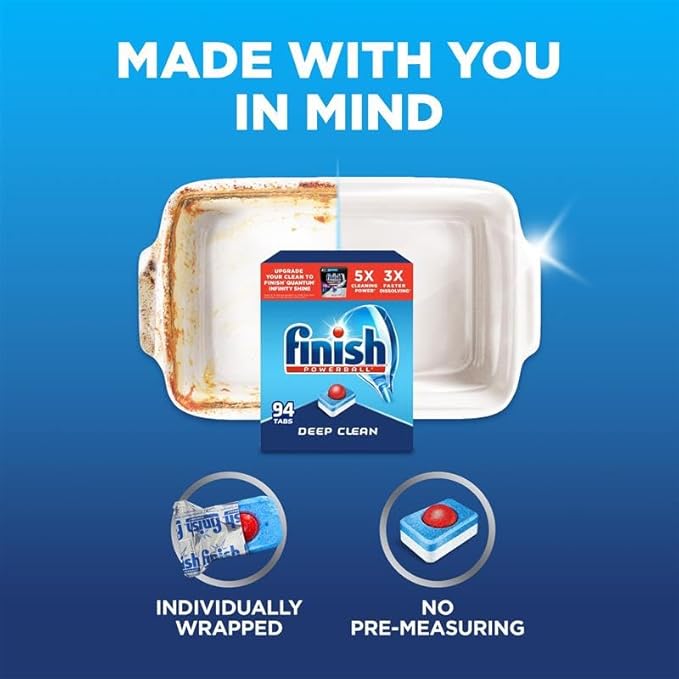 Finish Powerball Dishwasher Pods, Dishwasher Tablets Plastic Free, Fresh Scent, 94 Count