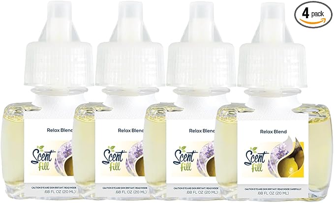 Scent Fill Relax Blend Plug in Air Freshener, 4 Scented Oil Refills
