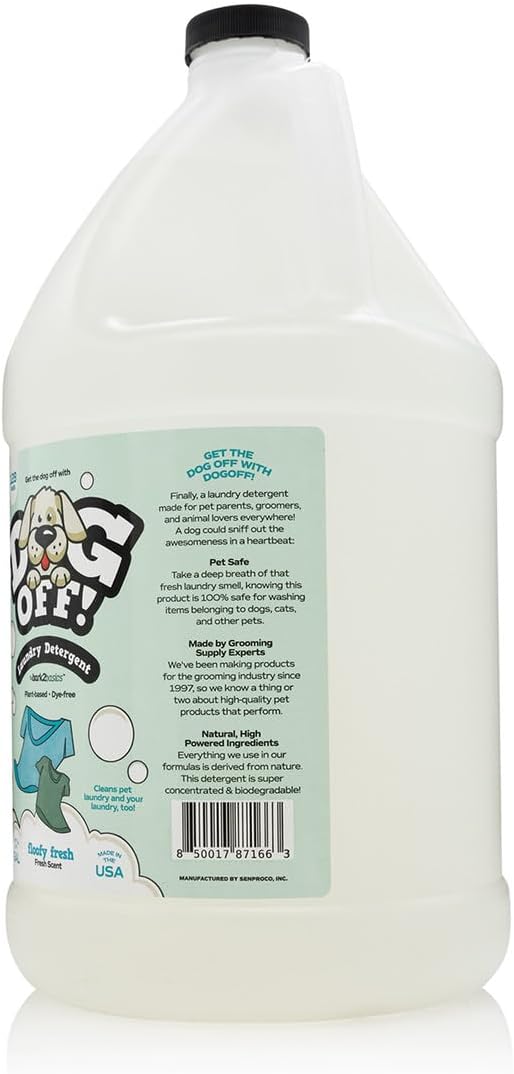 Bark2Basics Dog-Off Laundry Liquid Detergent, 1 Gallon - 128 Loads, Dog Friendly, Eliminates Pet Odors and Stains from Clothes, Towels, and Apparel, Ideal for Grooming Salons, Kennels, and More