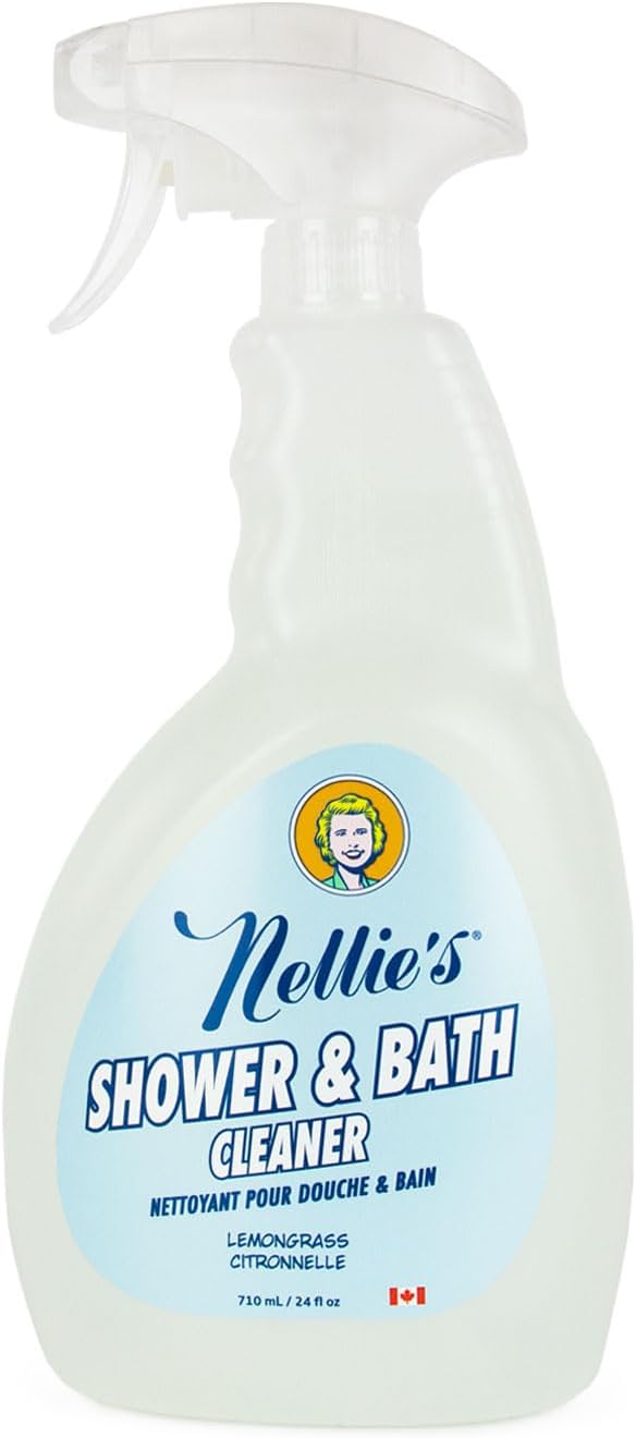 Nellie's All-Natural Shower and Bath Cleaner - Plant-Based Formula - Removes Soap Scum & Grime - Refreshing Lemongrass Scent - No Harsh Chemicals - Easy Daily or Deep Cleaning Solution