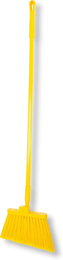 SPARTA 41082EC04 Plastic Color Coded Broom, Flagged Bristles, Long Broom With Angled Head For Large Debris, 56 Inches, Yellow, (Pack of 12)