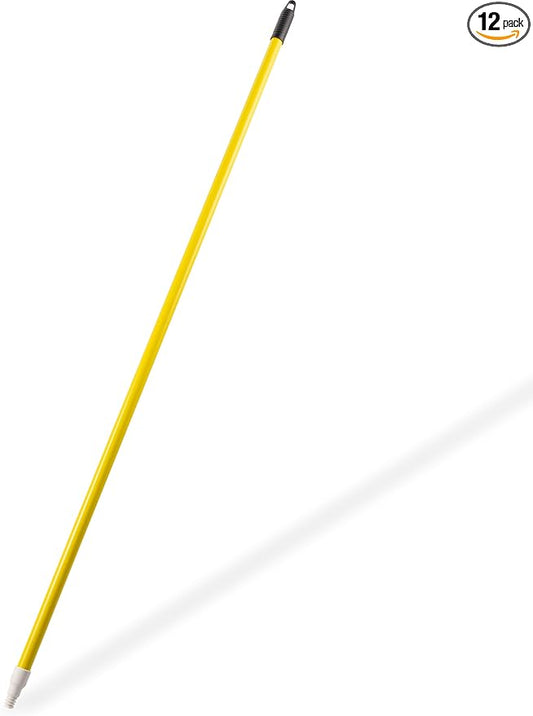 SPARTA 4022704 Fiberglass Broom Handle, Mop Handle, Replacement Handle With Acme Threaded Tip For Commercial Cleaning, 60 Inches, Yellow, (Pack of 12)