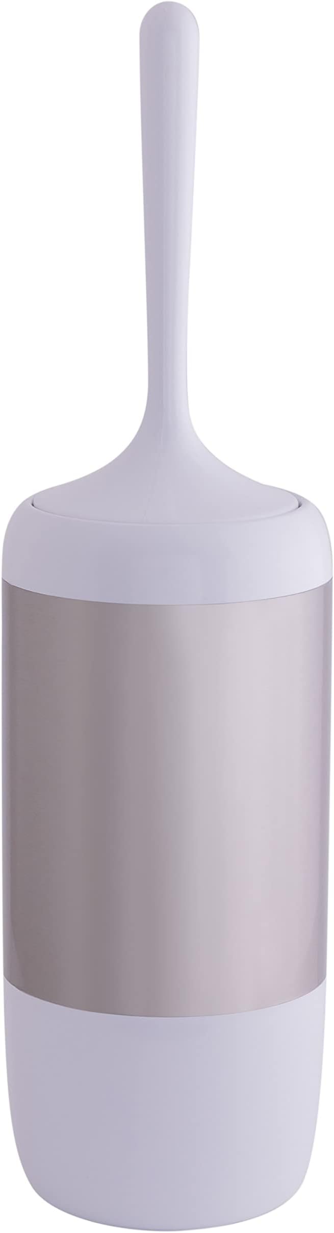 Bath Bliss Smooth Matte Stainless Waste Bin and Toilet Brush | Dimensions: 7.9" x 7.9" x 9.8"- Wastebasket | Dimensions: 4.7"x 4.7"x 16.5"- Toilet Brush| Bathroom Accessories | White