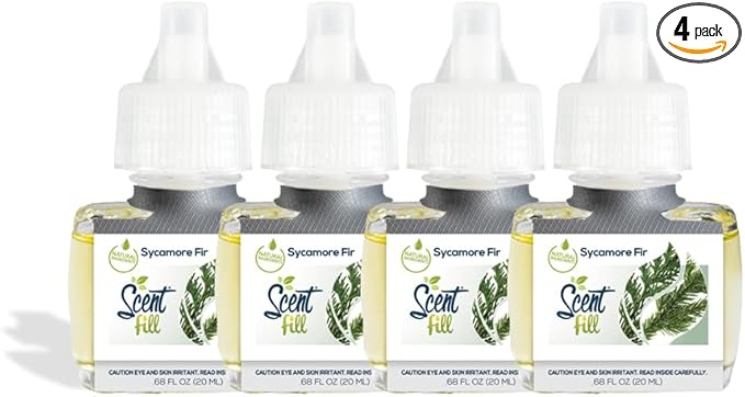 Scent Fill Sycamore Fir Plug in Air Freshener, 4 Scented Oil Refills