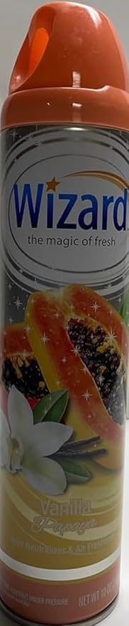 Wizard The Magic of Fresh | Odor Neutralizer & Air Freshener - 10 Oz. Vanilla papaya (Pack of 4) (Packaging May Vary)