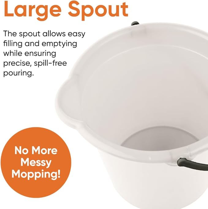 Superio 2-Pack Plastic Cleaning Bucket for Home, 2 Gallon Pail for Mopping with Large Spout - Bucket for Floor Mopping, Car Wash - Bowls for Camping, Fishing