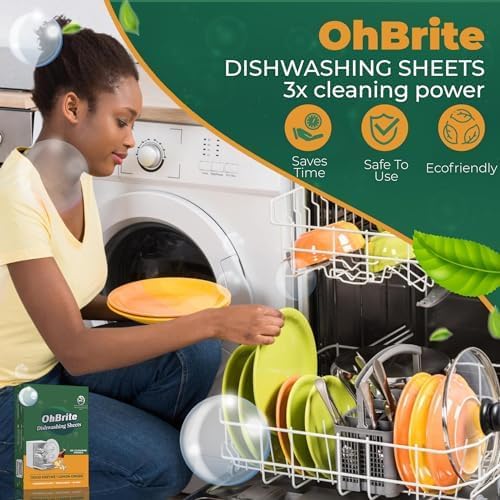 Eco-Friendly, Biodegradable, Dishwashing Detergent Sheets (Plant-Based Formula – 60 Sheets) – Fresh Lemon