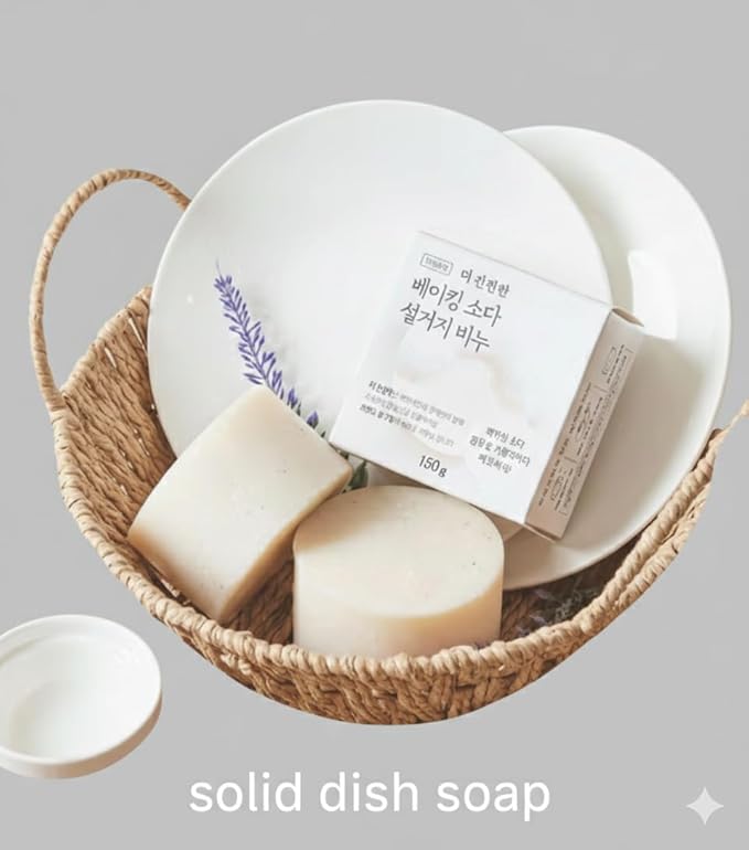 Baking Soda Dish Soap Bar 5.3 oz (pack of 2), Solid Dishwashing Soap for Grease Removal, Low-Residue Kitchen Cleaning Bar, Easy-Control Solid Soap for Dishes & Kitchen Surfaces