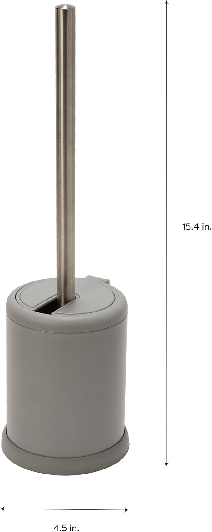 Bath Bliss Toilet Brush and Holder | Self Closing Lid | 360 Degree Brush Head | Bathroom Cleaning | Compact Size | Storage and Organization | Matte Grey