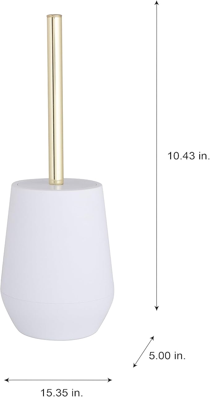 Bath Bliss Soft Toilet Brush | Bathroom Cleaning | Rust Resistant | 360 Degree Bristle Brush | White