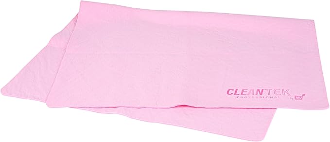Restaurantware-Clean Tek Professional 25.2 x 16.9 Inch Chamois Cloth, 1 Reusable Microfiber Towel - Storage Tube Included, Absorbent, Pink PVA Microfiber Cleaning Rag, for Windows Or Cars