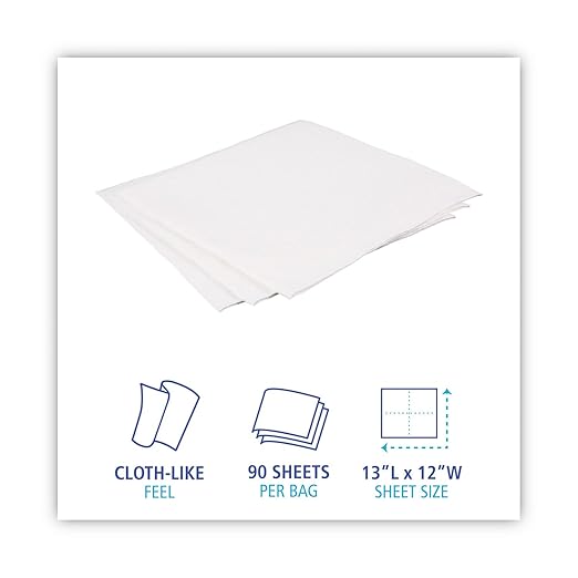 Boardwalk DRC Wipers, 12 x 13, White, 90 Bag, 12 Bags/Carton