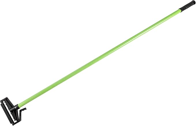 Restaurantware Fiberglass Mop Handle - 60 Inches - Durable Quick Release Handle With Ergonomic Grip - Heavy-Duty Plastic Green Handle For Commercial Cleaning