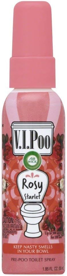 Air Wick V.I.P. Pre-Poop Toilet Spray | Rosy Starlet Scent | Contains Essential Oils | Travel Size Air Freshener | Up to 100 uses - 1.85 Ounce (Pack of 4)