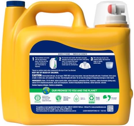 ARM & HAMMER Liquid Laundry Detergent, Powerfully Clean, Clean Burst Scent, More Loads, 205 Loads, 205 Fl Oz