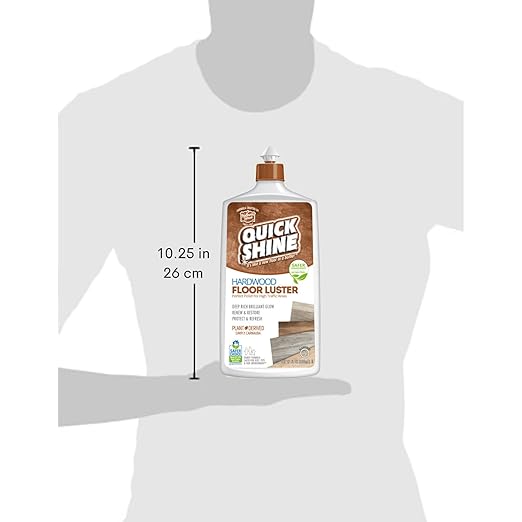 Quick Shine Hardwood Floor Luster-Polish 27oz | Plant-Derived w/Carnauba | Safer Choice, No PFAS, pH Neutral | Ready to Use Formula w/Anti-Slip Technology | Simply Squirt & Spread | Made in USA