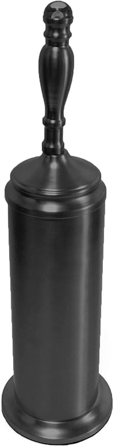Splash Home Buena Stainless Steel Toilet Brush with Holder, Bowl Scrubber with Durable Cleaning Bristles, Hidden Brush with Splash Protective Disc Design - Matte Black