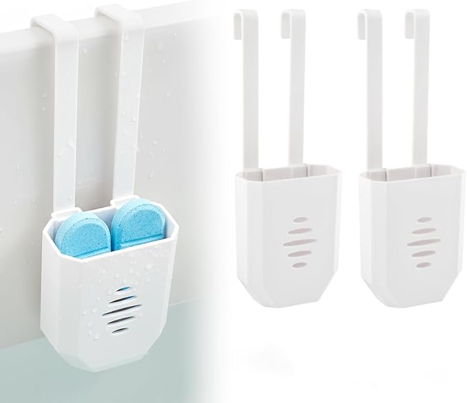 Toilet Tank Cleaning Tablet Holder,Hanging Bowl Cleaning Tablest Bracket,Keeping Tablets from Blocking Hole in Tank,Easy to Install,Fits Most Standard Toilet Tablets Tanks(2pcs)