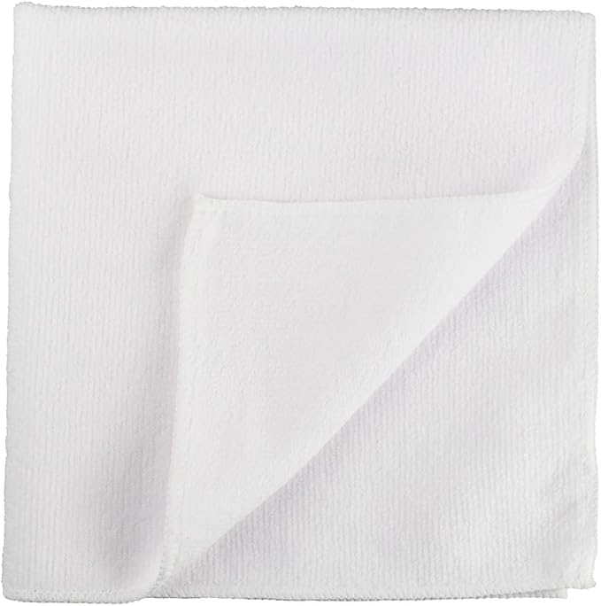 Restaurantware Clean Tek Professional 16 x 16 Inch Cleaning Cloths 100 Lint Free Microfiber Towels - Highly Absorbent Non Abrasive White Microfiber Cleaning Rags Reusable For All Purpose Use